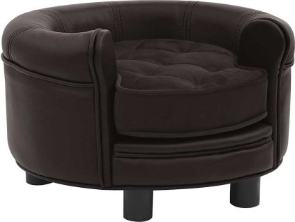 Pohovka pro psy 48 x 48 x 32 cm plyš a umělá kůže [170958] (Barva Hnědá)