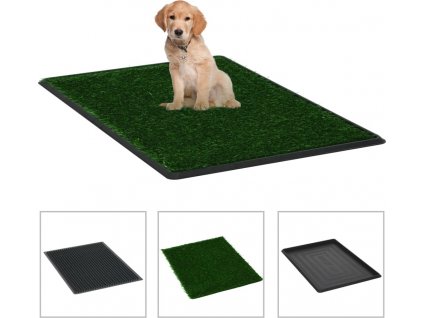Toalety pro psy 2 ks s nádobou a umělou trávou zelené 76x51x3cm [170770]