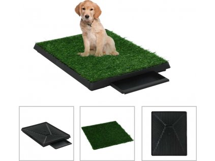Toaleta pro psy s nádobou a umělou trávou zelená 63x50x7 cm WC [170766]