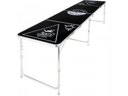 Skládací stůl na beer pong výškově nastavitelný černý [423930]