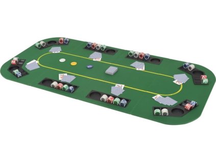 Skládací pokerová deska na stůl 4dílná obdélníková zelená [80208]