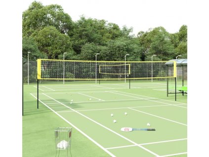 Badmintonová síť žlutá a černá 600 x 155 cm PE tkanina [93745]