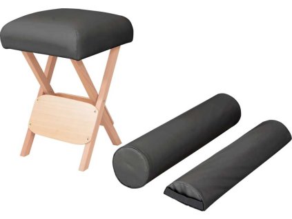Skládací masážní stolička 12 cm silný sedák 2 podhlavníky [110147]