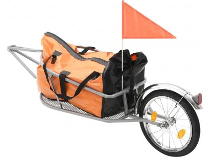 Přívěsný vozík za kolo s taškou oranžovo-černý [91768]