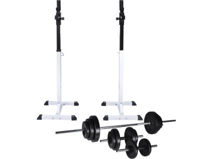 Posilovací stojan se sadou činek barbell a dumbbell 30,5 kg [275353]