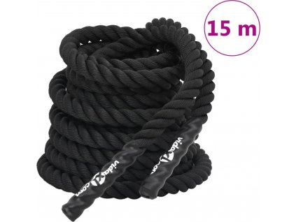 Posilovací lano černé 15 m 11 kg polyester [94268]