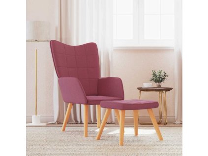 Relaxační křeslo se stoličkou textil [327938] (Barva vínová červená)