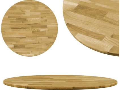 Stolní deska z masivního dubového dřeva kulatá 23 mm 700 mm [245984]