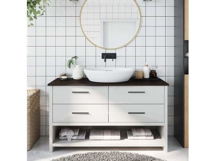 Koupelnová deska 100 x 40 x 2 cm ošetřený masiv [3156224] (Barva Tmavě hnědá)