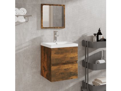Koupelnová skříňka se zrcadlem kompozitní dřevo [804866]