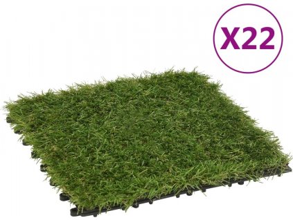 Dlaždice s umělou trávou 22 ks zelené 30 x 30 cm [149031]