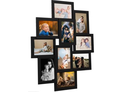 Kolážový fotorámeček na 10 obrázků (13 x 18 cm) MDF [332783] (Barva Černá)