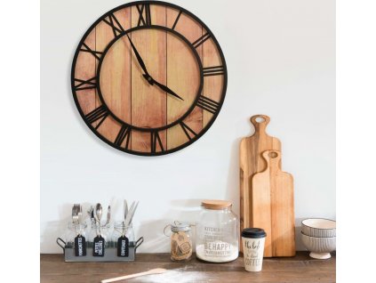 325172  Wall Clock 39 cm Brown and Black MDF and Iron [325172]