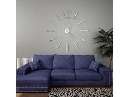 3D Nástěnné hodiny s moderním designem 100 cm XXL stříbrné [50637]