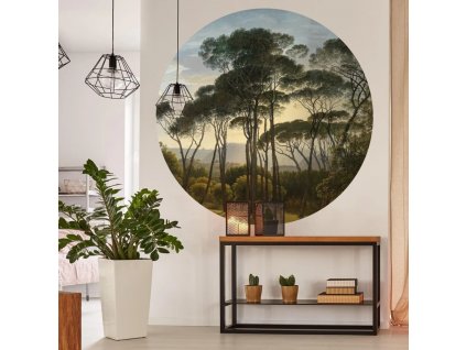 Kruhová tapeta Umbrella Pines in Italy 190 cm [440359]