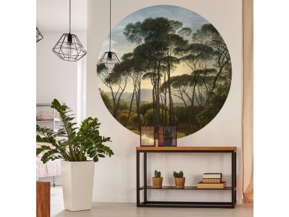 Kruhová tapeta Umbrella Pines in Italy 142,5 cm [440360]