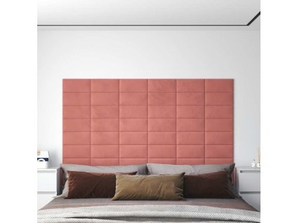Nástěnné panely 12 ks 30 x 15 cm samet 0,54 m² [343782] (Barva Růžová)