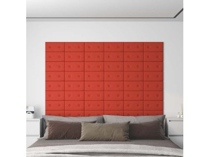 Nástěnné panely 12 ks 30 x 15 cm umělá kůže 0,54 m² [343969] (Barva Červená)
