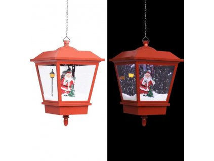 Vánoční závěsná lampa LED světlo a Santa červená 27x27x45 cm [289928]