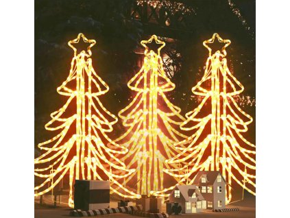 Skládací vánoční stromky 3 ks s teplými bílými LED 87x87x93 cm [3154298]