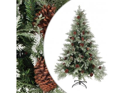 Vánoční stromek se šiškami zelenobílý 150 cm PVC a PE [340534]