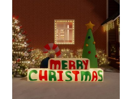 Nafukovací dekorace Merry Christmas s LED diodami 197 cm [345296]