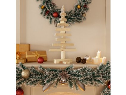 Dřevěný vánoční stromeček na ozdoby 60 cm masivní borové dřevo [357993]