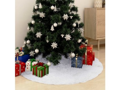 Podložka pod vánoční stromek bílá 90 cm umělá kůže [330269]