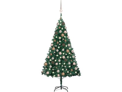 Umělý vánoční stromek s LED a sadou koulí bílý 150 cm PVC [3077621]