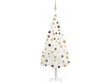 Umělý vánoční stromek s LED a sadou koulí 180 cm [3077548]