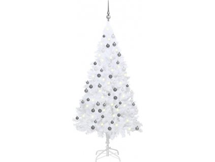 Umělý vánoční stromek s LED a sadou koulí zelený 180 cm PVC [3077713]