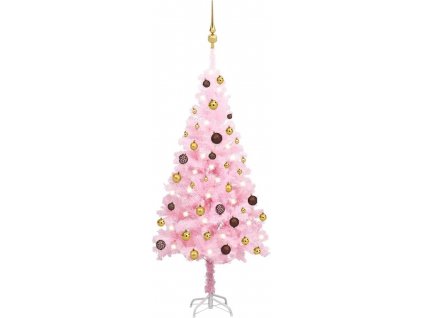 Umělý vánoční stromek s LED a sadou koulí 120 cm PVC [3077497]