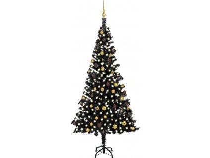 Umělý vánoční stromek s LED a sadou koulí 240 cm PVC [3077506]