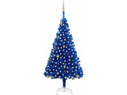 Umělý vánoční stromek s LED a sadou koulí 210 cm PET [3077510]