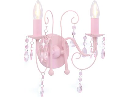 Nástěnná lampa s korálky patina 2 x žárovky E14 [281592] (Barva Růžová)