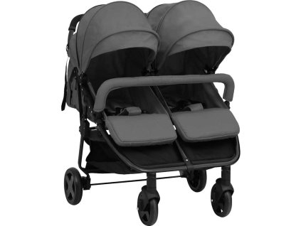 Dvojitý kočárek a černá ocel [10363] (Barva Červená)