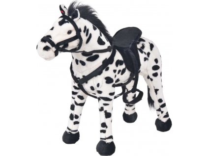 Stojící plyšová hračka kůň černý a bílý XXL [91326]