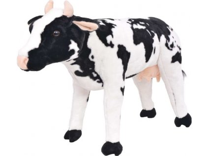 Stojící plyšová hračka kráva černá a bílá XXL [91342]