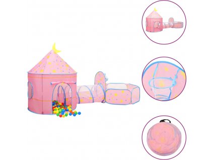 Dětský stan na hraní s 250 míčky růžový 301 x 120 x 128 cm [3107736]