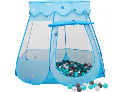 Dětský stan na hraní s 250 míčky modrý 102 x 102 x 82 cm [3107722]