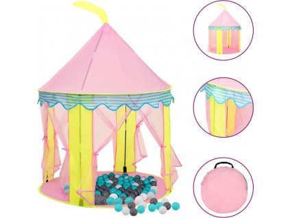 Dětský stan na hraní s 250 míčky růžový100x100x127 cm [3107746]