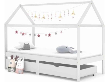Rám dětské postele se zásuvkami masivní borovice 90x200 cm [322141] (Barva Bílá)