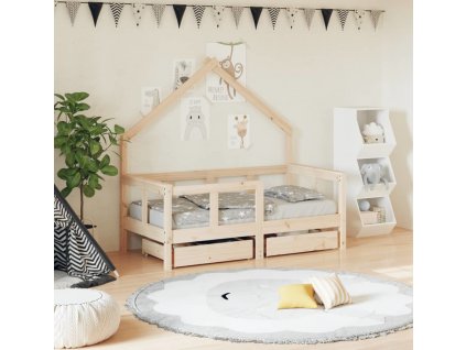 Dětská postel se zásuvkami 70x140 cm masivní borové dřevo [834540]