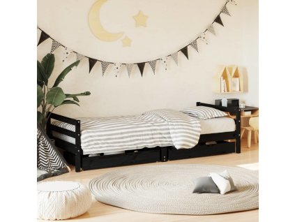 Dětská postel se zásuvkami 80x200 cm masivní borové dřevo [834437] (Barva Černá)