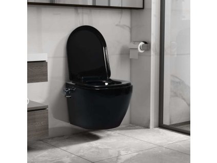 Závěsné WC bez oplachového kruhu s funkcí bidetu keramické [145782] (Barva Černá)