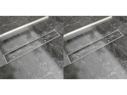 Rovný sprchový odtokový žlab 2 ks 730 x 140 mm nerezová ocel [275949]