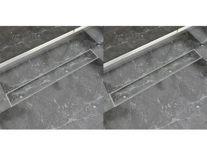 Rovný sprchový odtokový žlab 2 ks 830 x 140 mm nerezová ocel [275950]