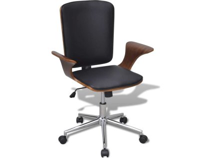 Otočná kancelářská židle bílá umělá kůže ohýbané dřevo [283134] (Barva Krémová a hnědá)