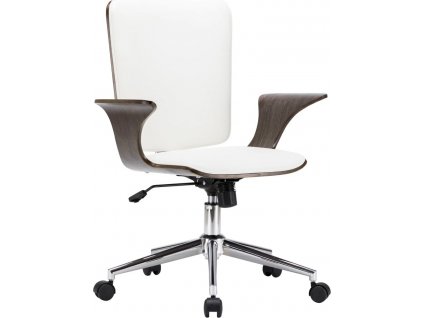 Otočná kancelářská židle krémová umělá kůže a ohýbané dřevo [283134]