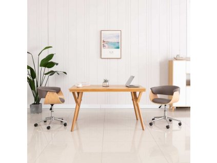 Otočná kancelářská židle ohýbané dřevo a umělá kůže [3054835]